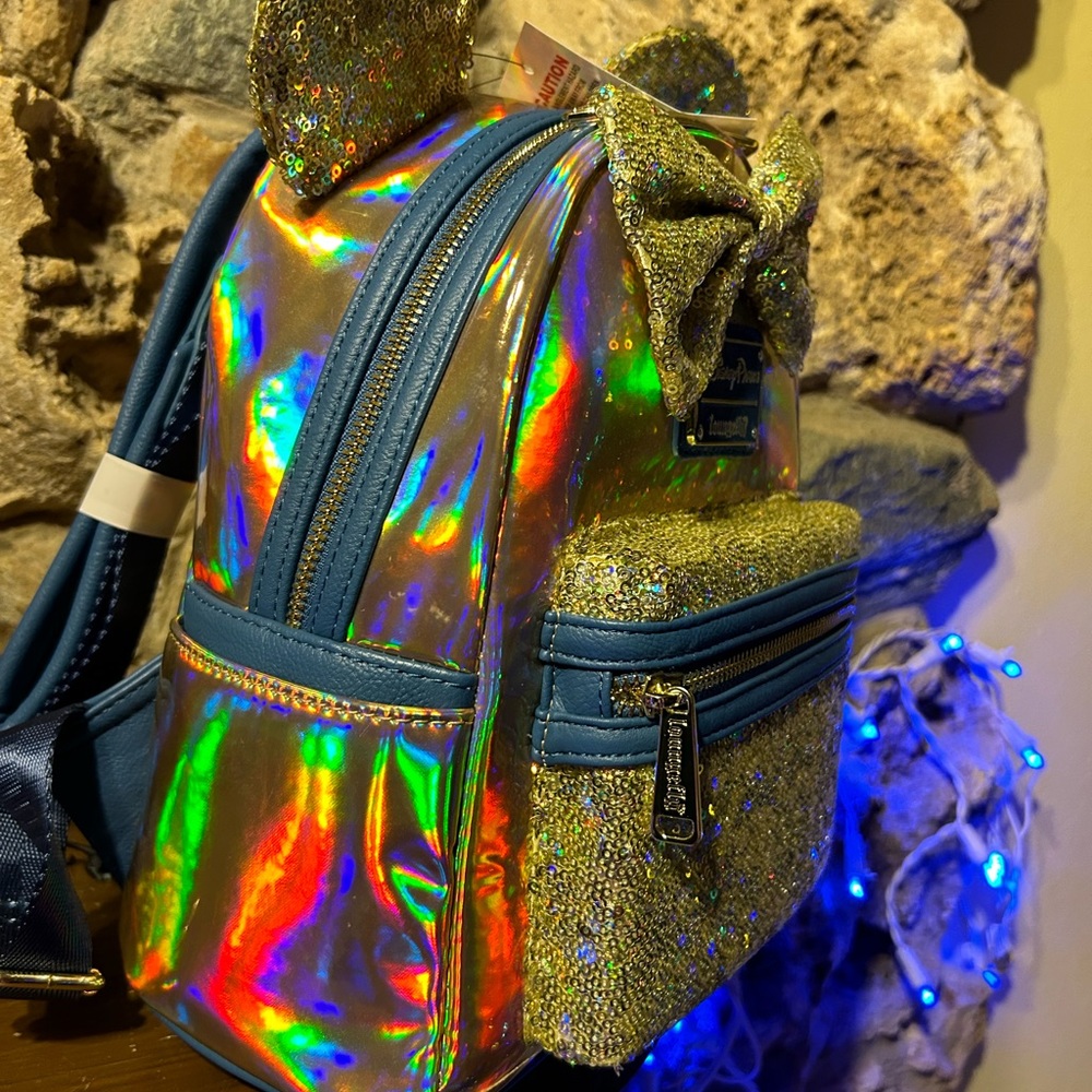 Disney 50th Anniversary Gold & Blue Sequin Loungefly Bag - Picture 9 of 13